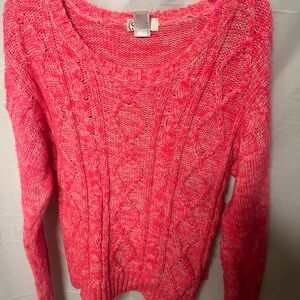 SO Vibrant Pink Cable Knit Sweater
